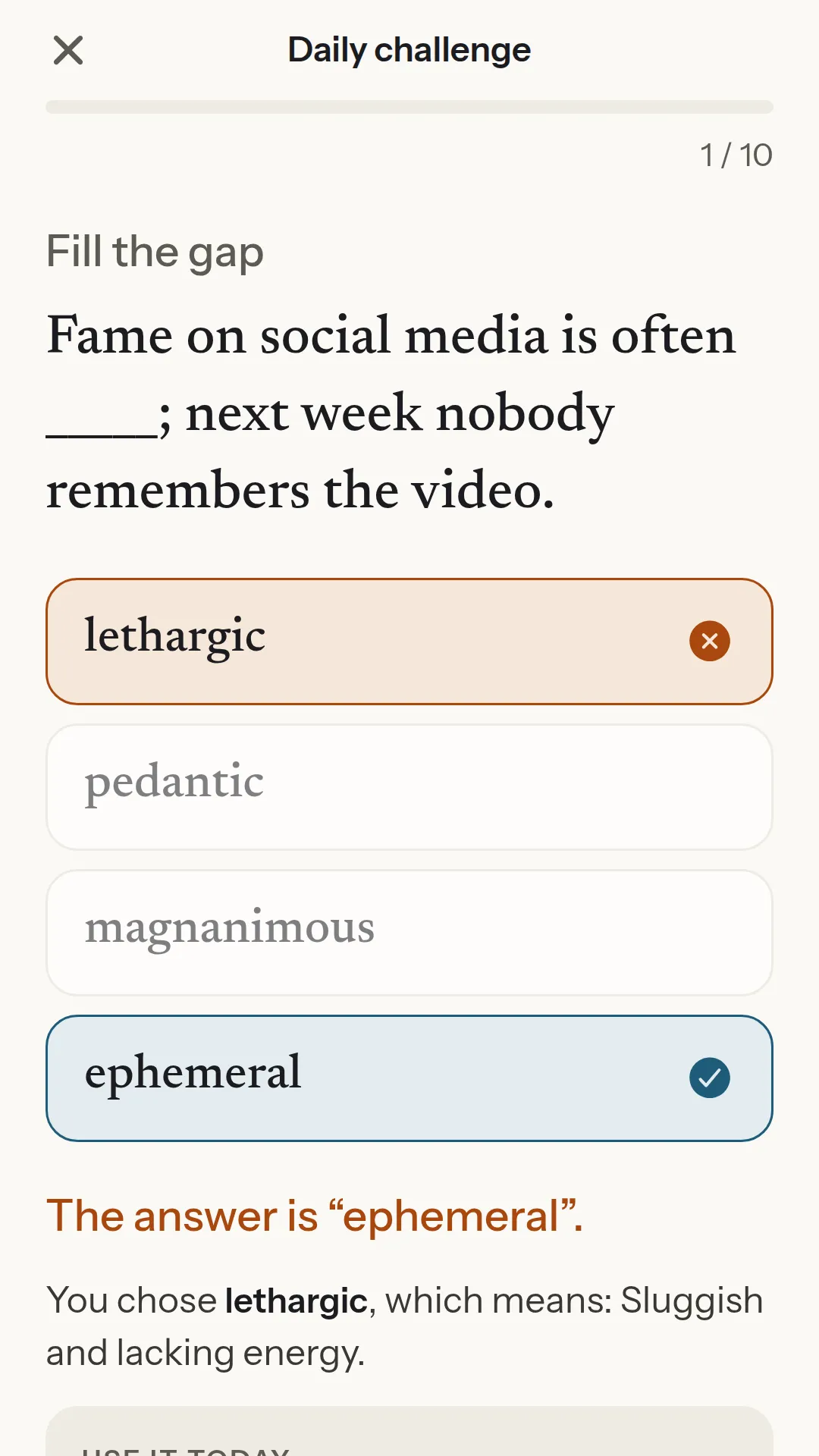 A fill-the-gap question from the daily challenge